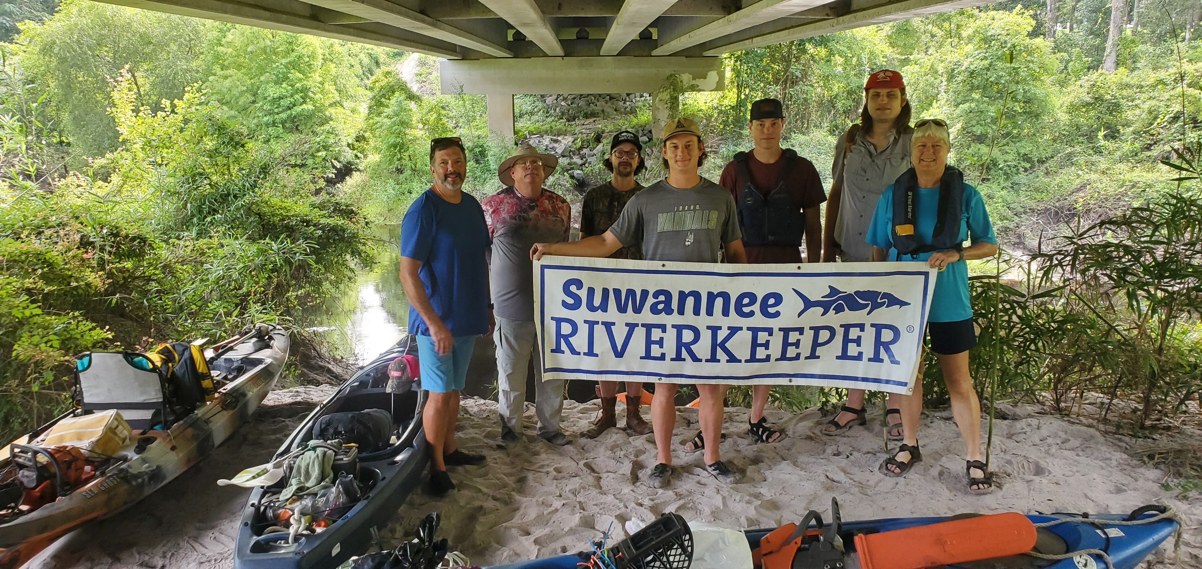 Banners under the Alapahoochee River GA 135 Bridge, 2024:07:21 09:50:33, 30.6535663, -83.1225101