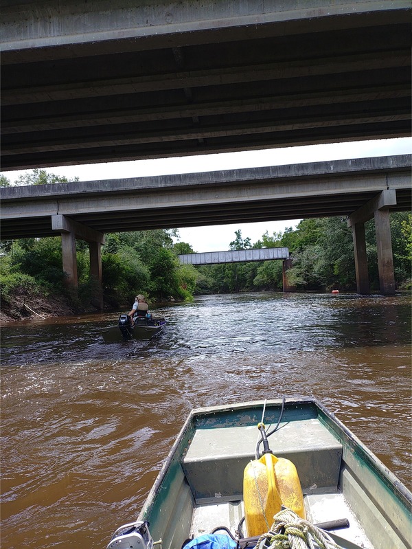 [US 84 Bridge and CSX RR Bridge with USGS Gauge Buoy --Phil Royce, 2024:07:27 12:48:31]