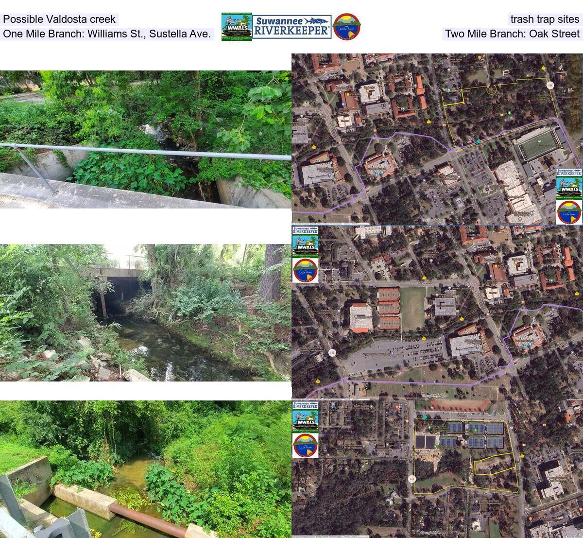 Possible Valdosta creek trash trap sites; 