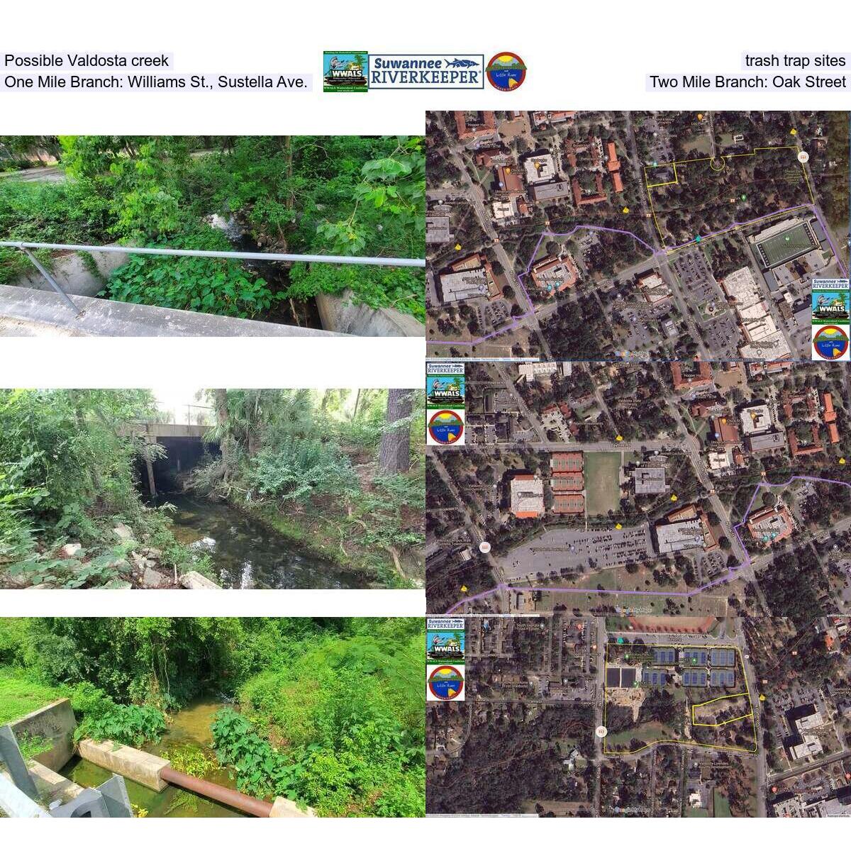 Possible Valdosta creek trash trap sites; 