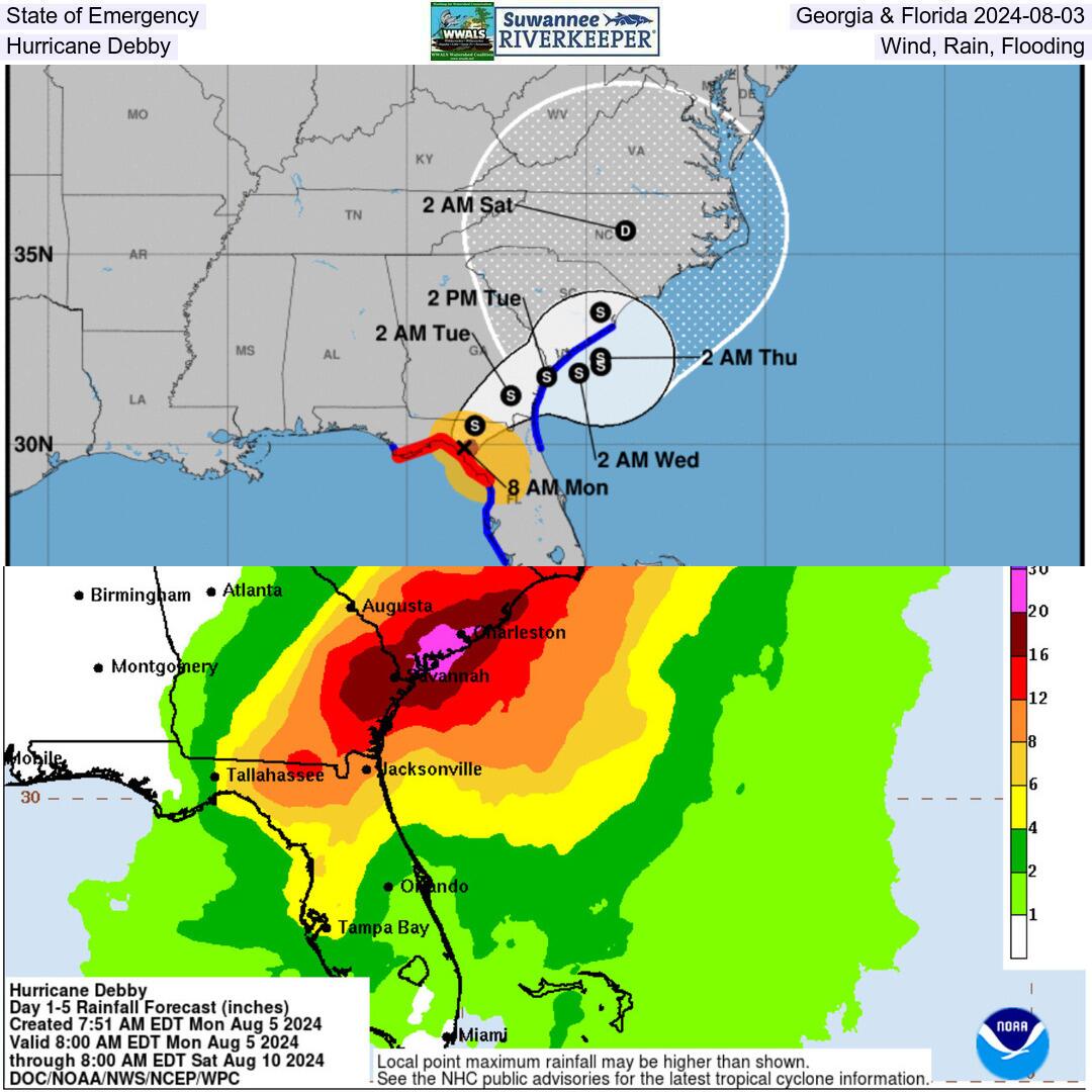 State of Emergency, Georgia & Florida 2024-08-03, Hurricane Debby, Wind, Rain, Flooding