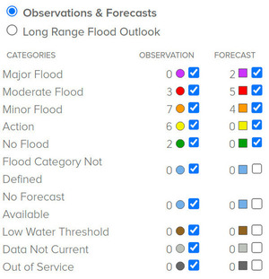 [Legend: NOAA river gauges]