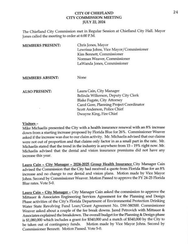 [Group Health Insurance and Engineering Services Agreement for the FDEP Drinking Water State Revolving Fund]