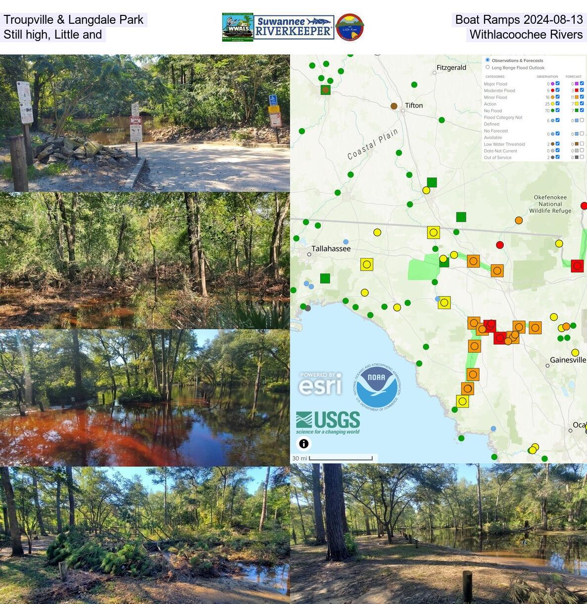 [Troupville & Langdale Park Boat Ramps 2024-08-13, Still high, Little and Withlacoochee Rivers]