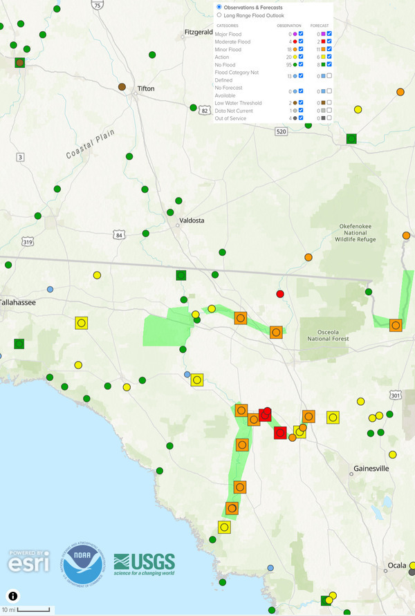 [River Gauges in NOAA National Water Prediction Service 2024-08-16]