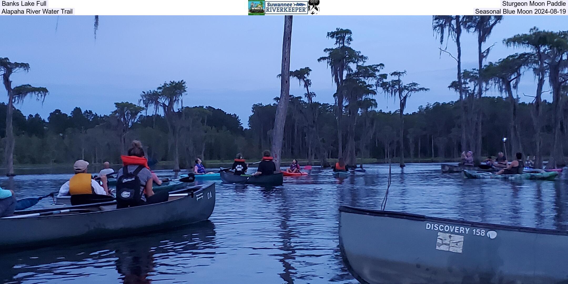 Banks Lake Full, Sturgeon Moon Paddle, Alapaha River Water Trail, Seasonal Blue Moon 2024-08-19