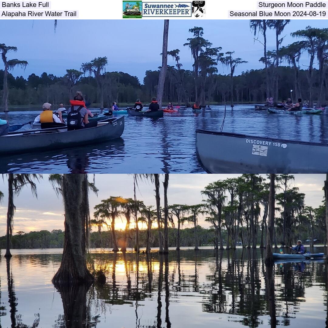 Banks Lake Full, Sturgeon Moon Paddle, Alapaha River Water Trail, Seasonal Blue Moon 2024-08-19