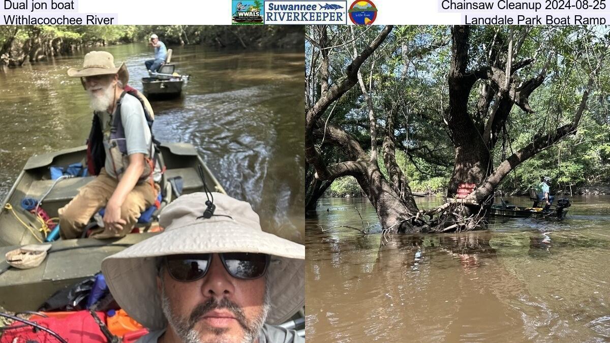 Dual jon boat Chainsaw Cleanup, Withlacoochee River, Langdale Park Boat Ramp 2024-08-25