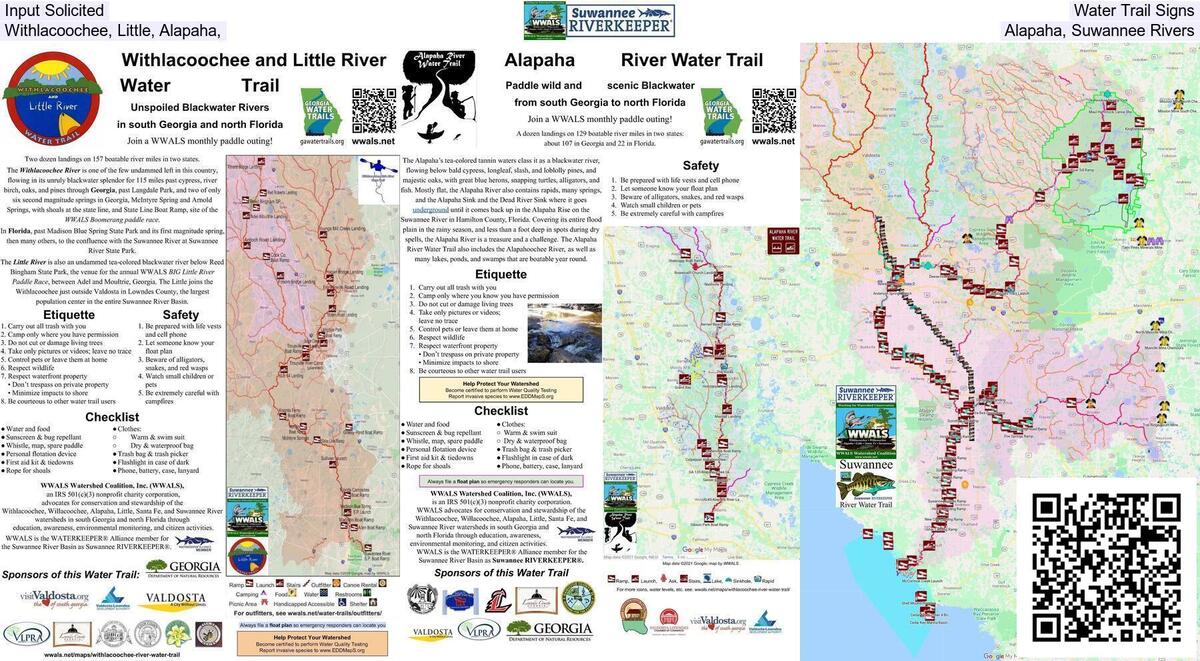 Input Solicited for Water Trail Signs on the Withlacoochee, Little, Alapaha, Alapaha, and Suwannee Rivers in Georgia and Florida