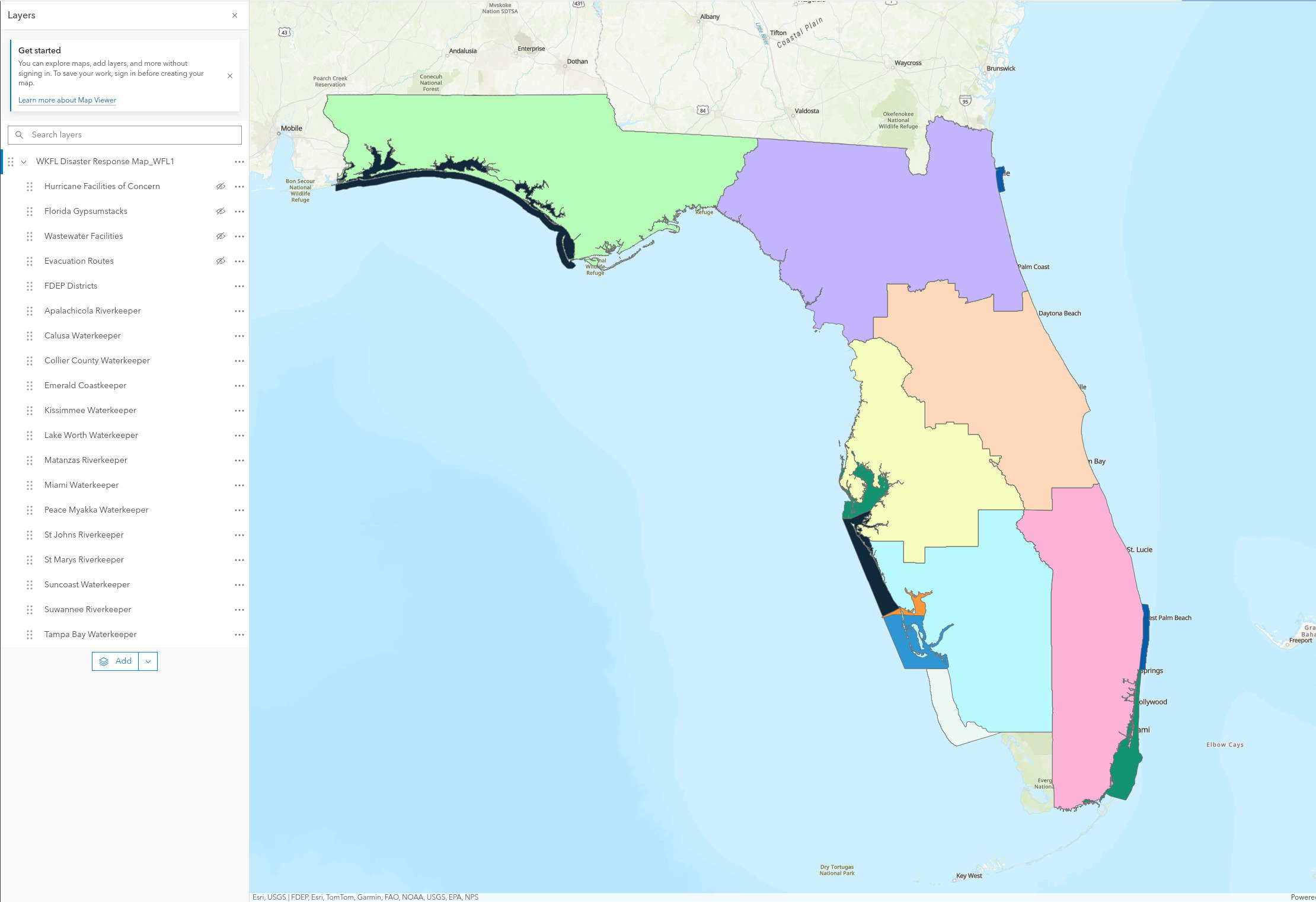 Map of FDEP Districts