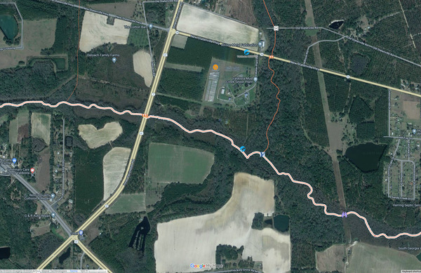 [Map: Mud Swamp Creek between Inner Perimeter (US 41) and Johnson Road]