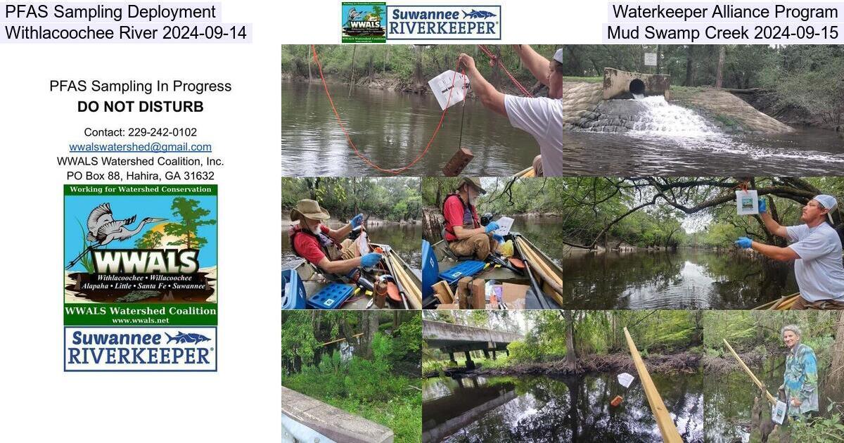 PFAS Sampling Deployment, Waterkeeper Alliance Program, Withlacoochee River 2024-09-14, Mud Swamp Creek 2024-09-15