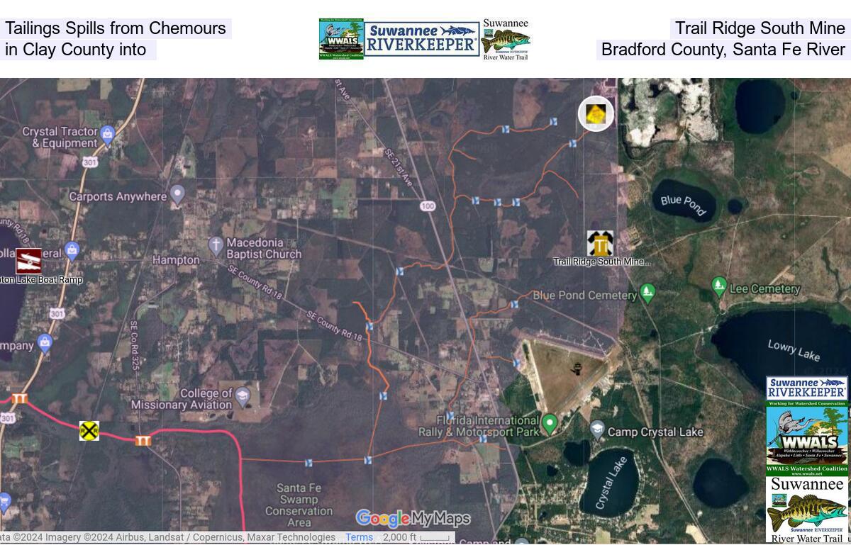 [Tailings Spills from Chemours Trail Ridge South Mine in Clay County into Bradford County, Santa Fe River]