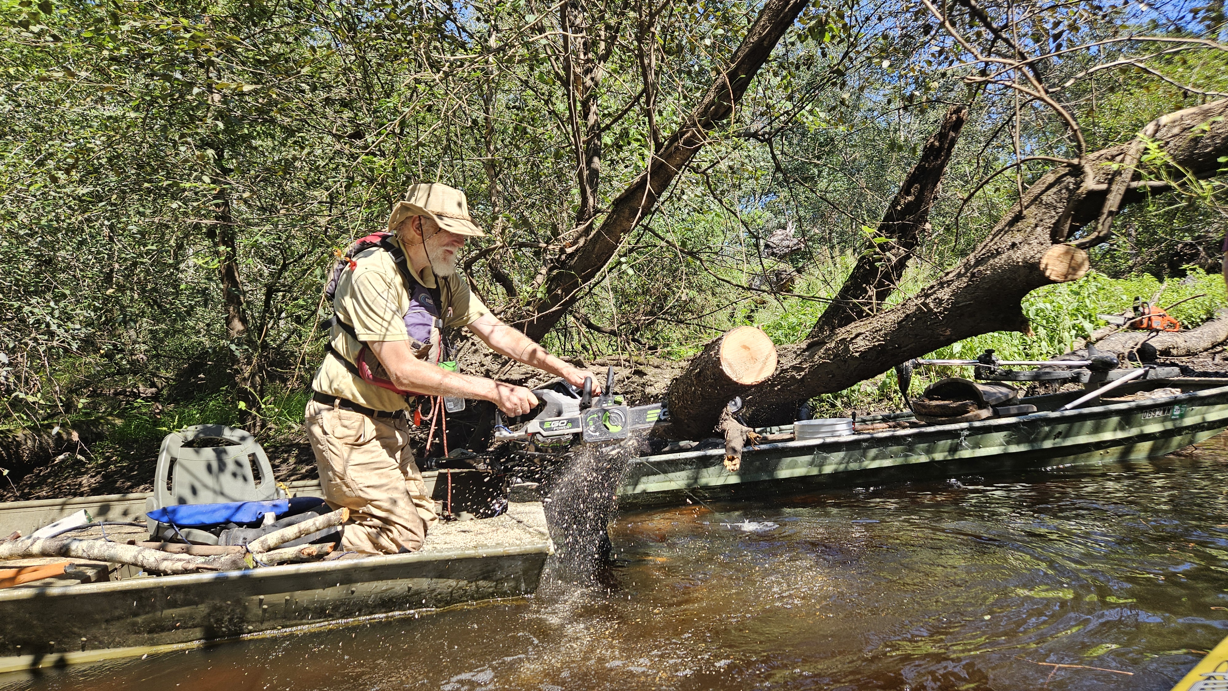 jsq sawing a limb off Poley Deadfall --Darlene Eanes Ray, 11:33:24, 31.2112496, -83.5109420