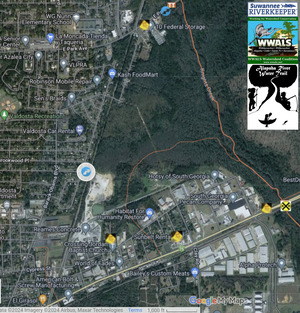 [Map: Valdosta Ponderosa Drive Lift Station Spill in ARWT]