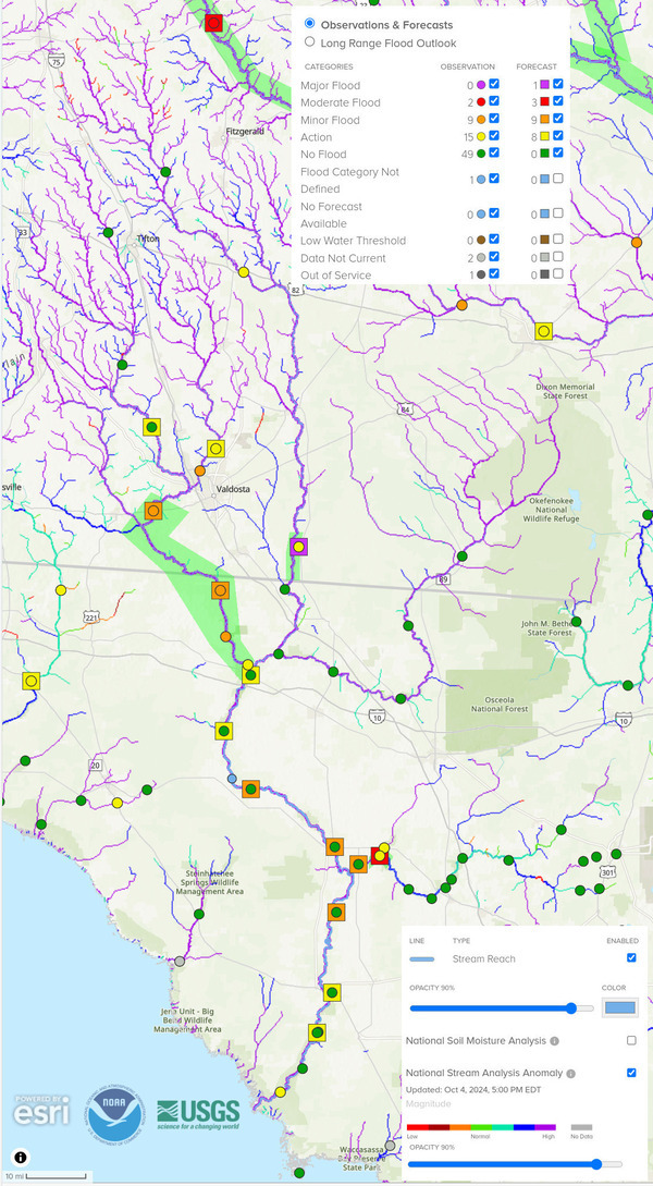 [Map: NOAA River Gauges 2024-10-04]