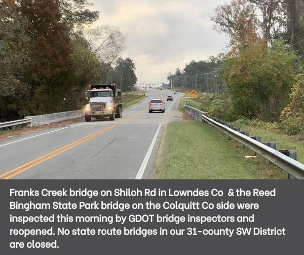 [GDOT Southwest says no state road bridges are closed 2024-10-03]