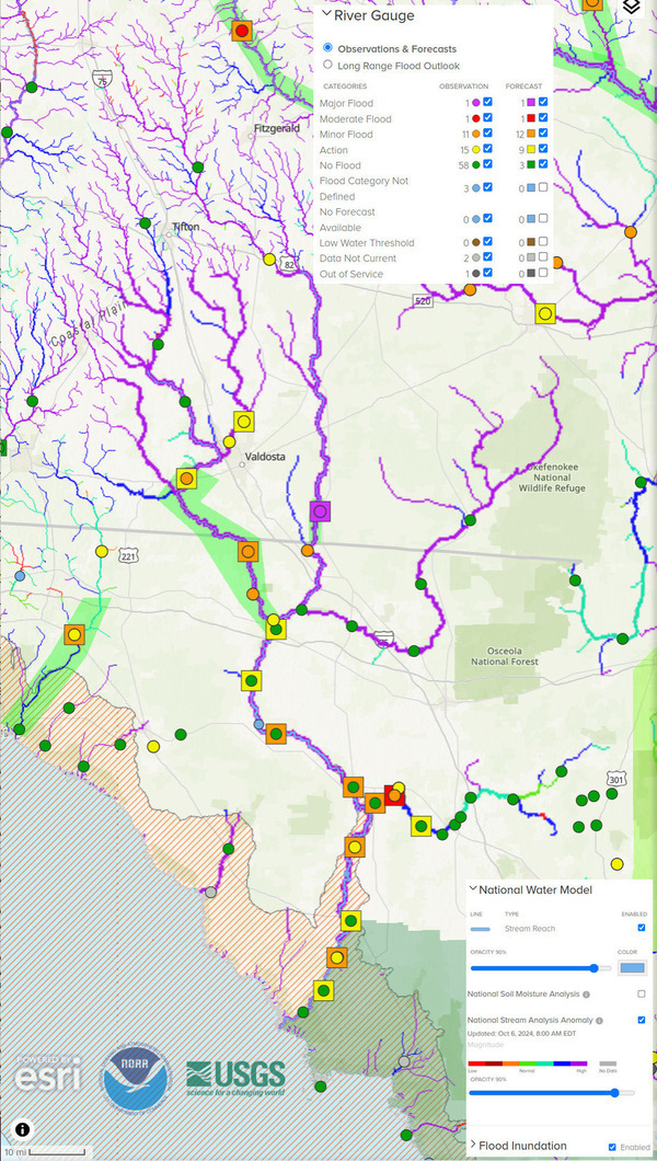 [Map: NOAA River Gauges 2024-10-06]