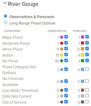 [Legend: NOAA River Gauges 2024-10-06]