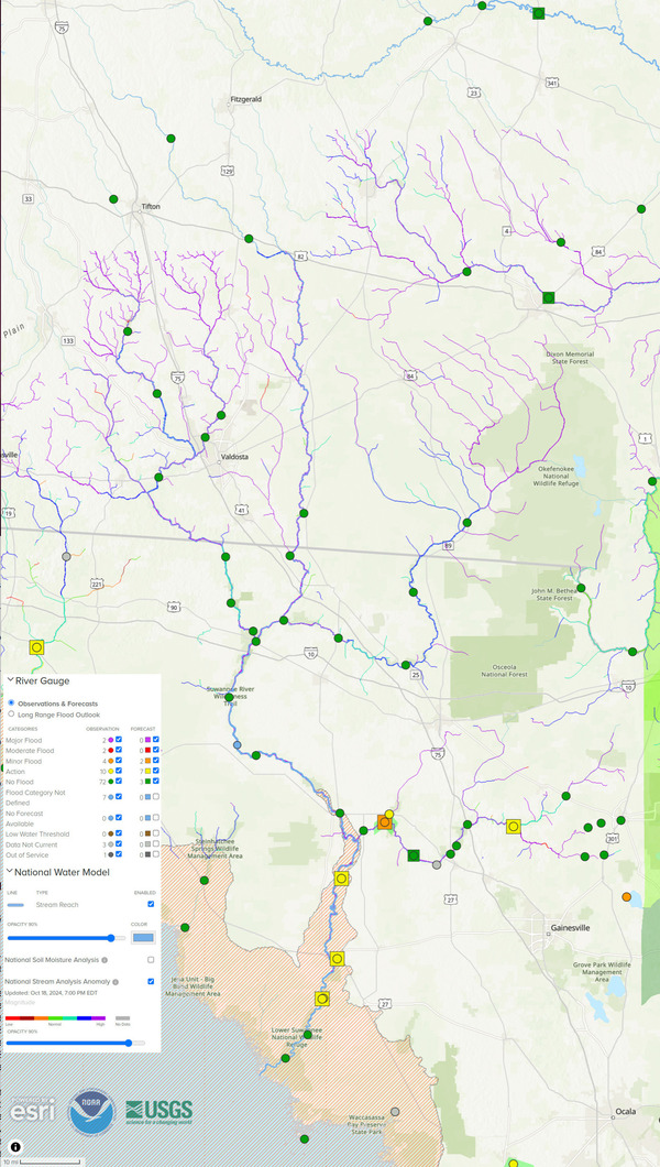 [Map: NOAA River Gauges 2024-10-18]