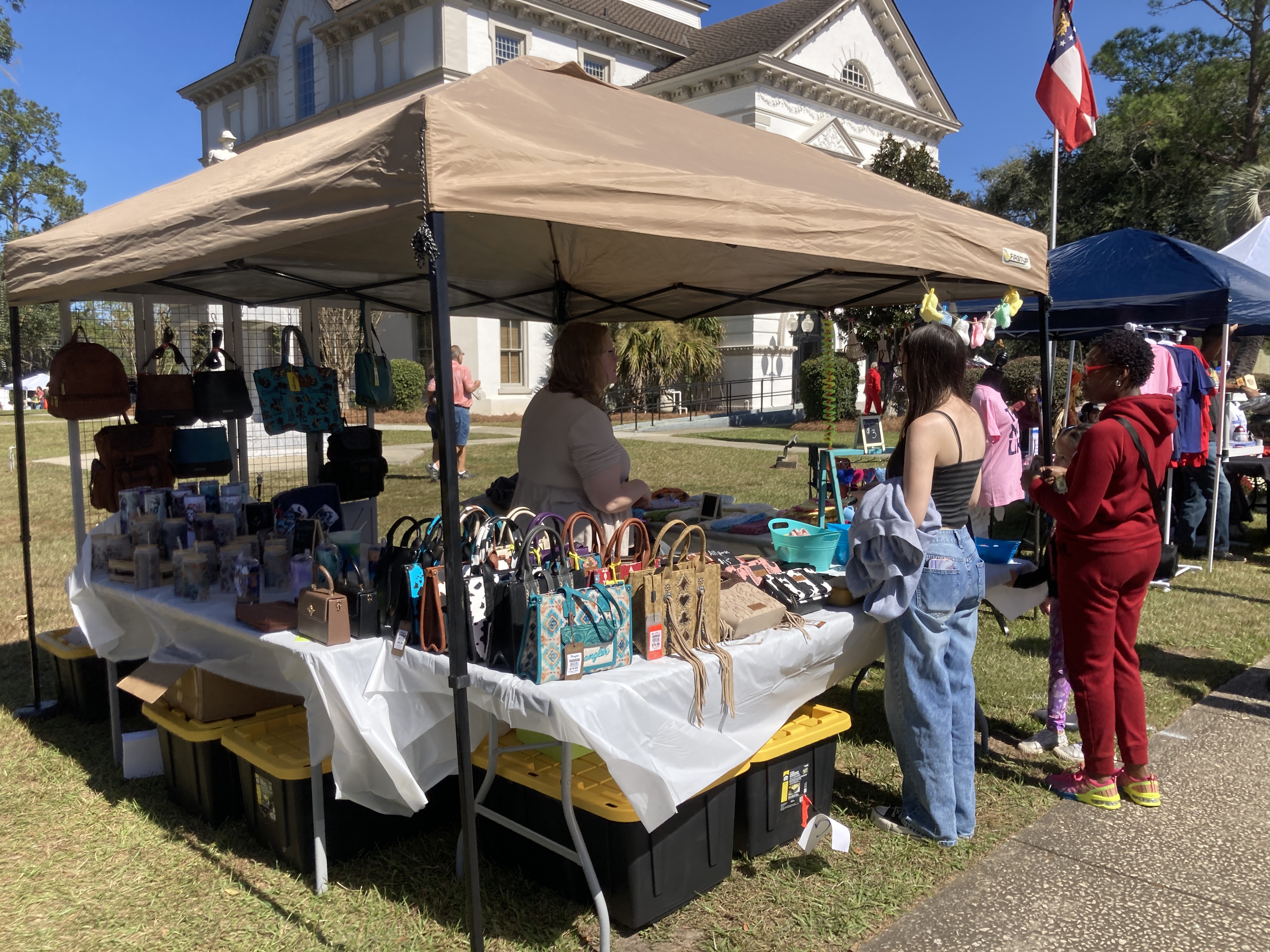 Handbags at the Brooks County Courthouse --Gretchen Quarterman, 13:26:00, 30.7851250, -83.5603639