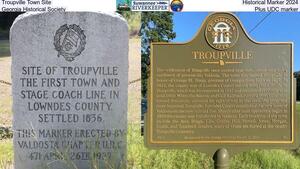 [Troupville Town Site Historical Marker 2024, Georgia Historical Society, Plus UDC marker]