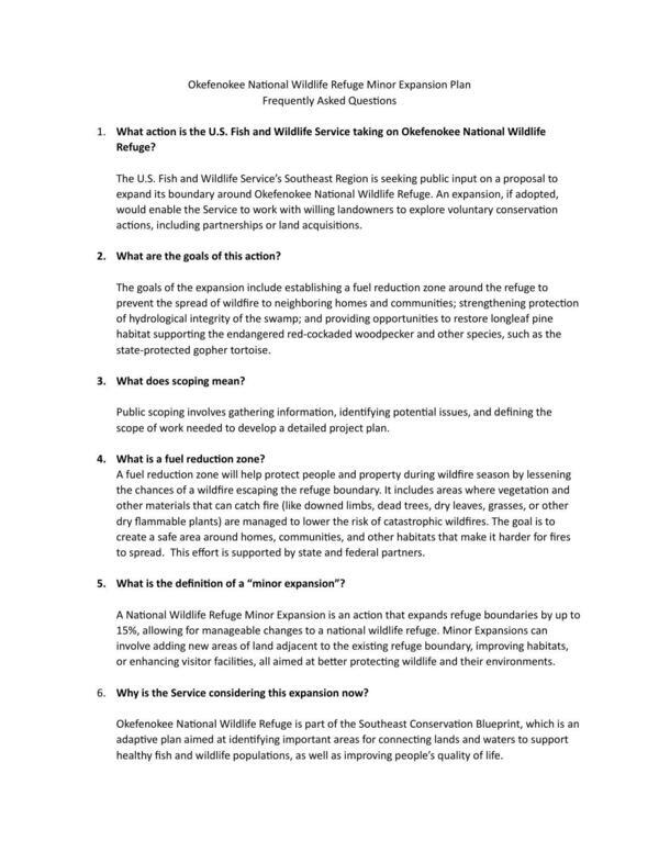 [Page 1: Frequently asked questions for minor expansion proposal of Okefenokee NWRuently-asked-questions-for-minor-expansion-proposal-of-okefenokee-nwr-0001]