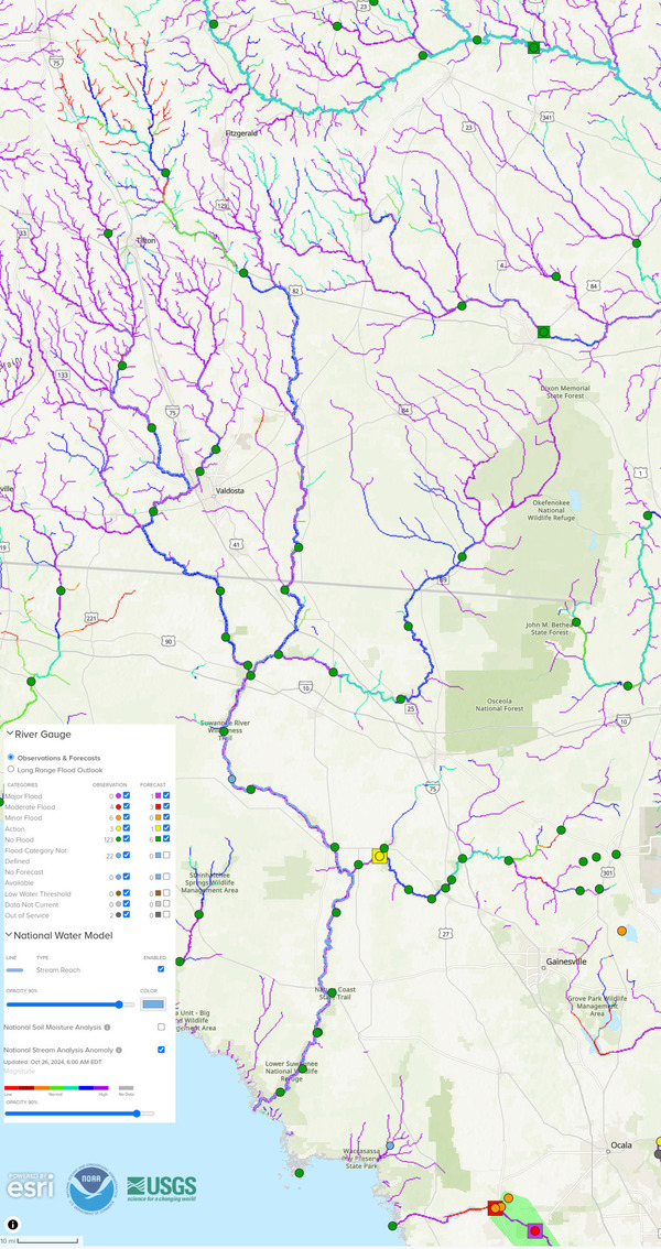 [Map: NOAA River Gauges 2024-10-26]