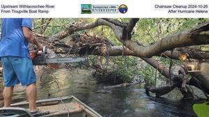 [Upstream Withlacoochee River Chainsaw Cleanup 2024-10-26, From Troupville Boat Ramp, After Hurricane Helene]