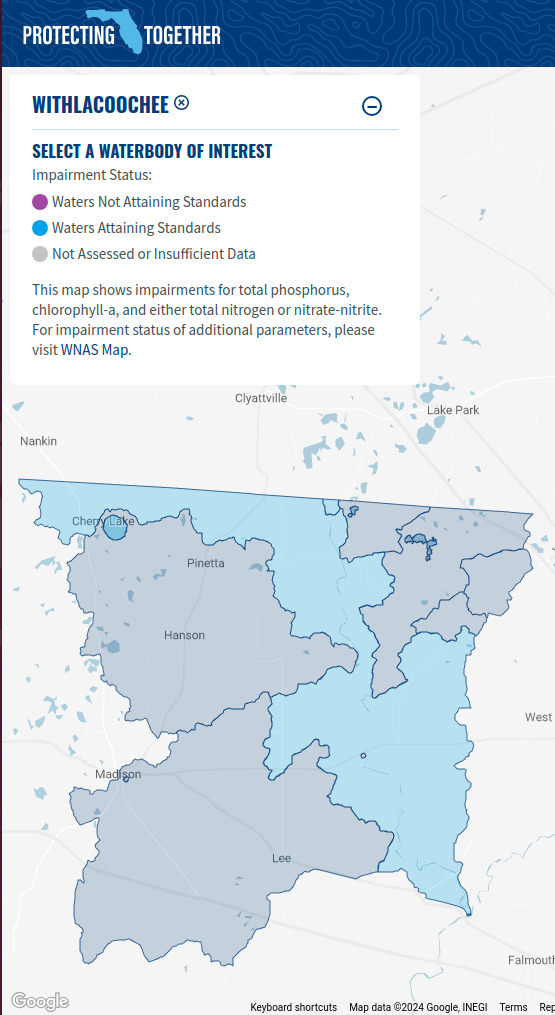 Map: Withlacoochee attaining standards