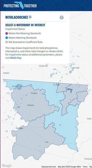 [Map: Withlacoochee attaining standards]