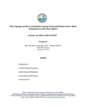 [Agenda, Silver Springs and Rainbow River BMAP 9 AM 2024-10-30, Ocala]