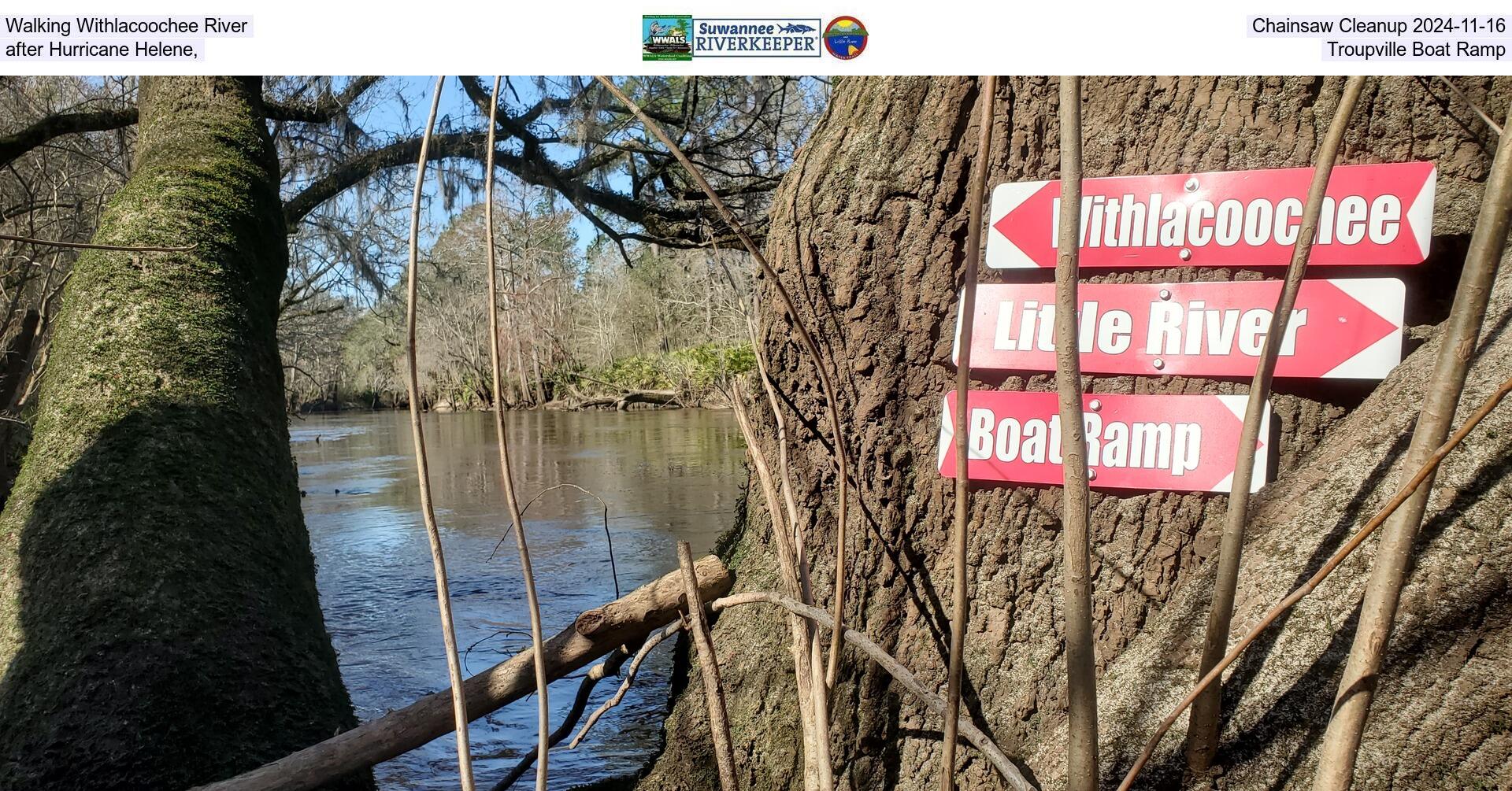 [Walking Withlacoochee River Chainsaw Cleanup 2024-11-02, after Hurricane Helene, Troupville Boat Ramp]