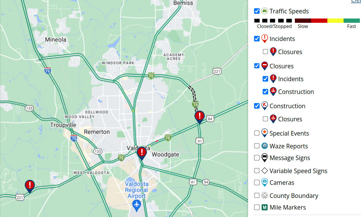 Map: GDOT 511 Navigator, Valdosta, 2024-11-07