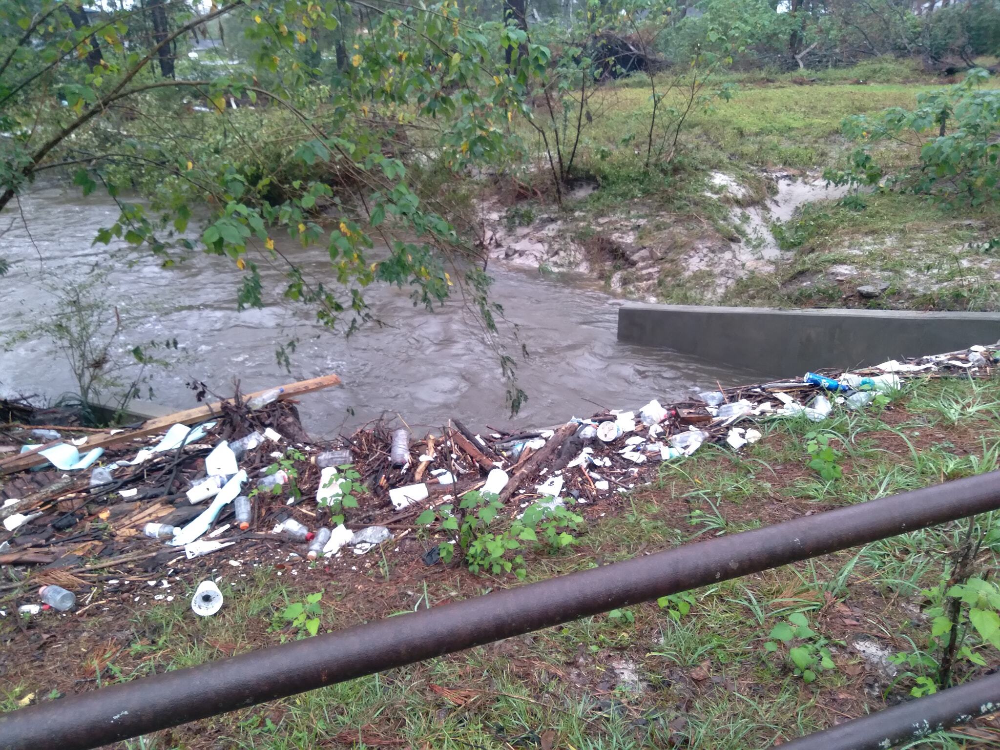 Trash at Wainwright Drive One Mile Branch Bridge --Scotti Jay