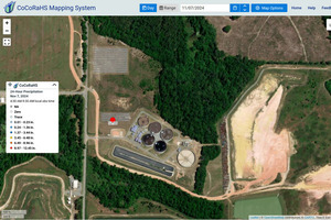 [Map: CoCoRAHS GA-LW-27 at Valdosta Withlacoochee Wastewater Treatment Plant next to Spring Branch 2024-11-07]