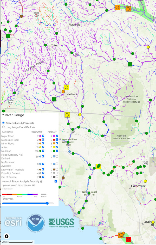 Map: NOAA River Gauges 2024-11-10