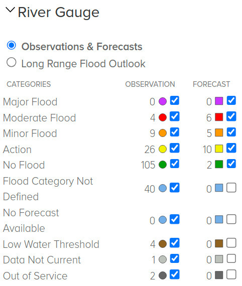 Legend: NOAA River Gauges 2024-11-11