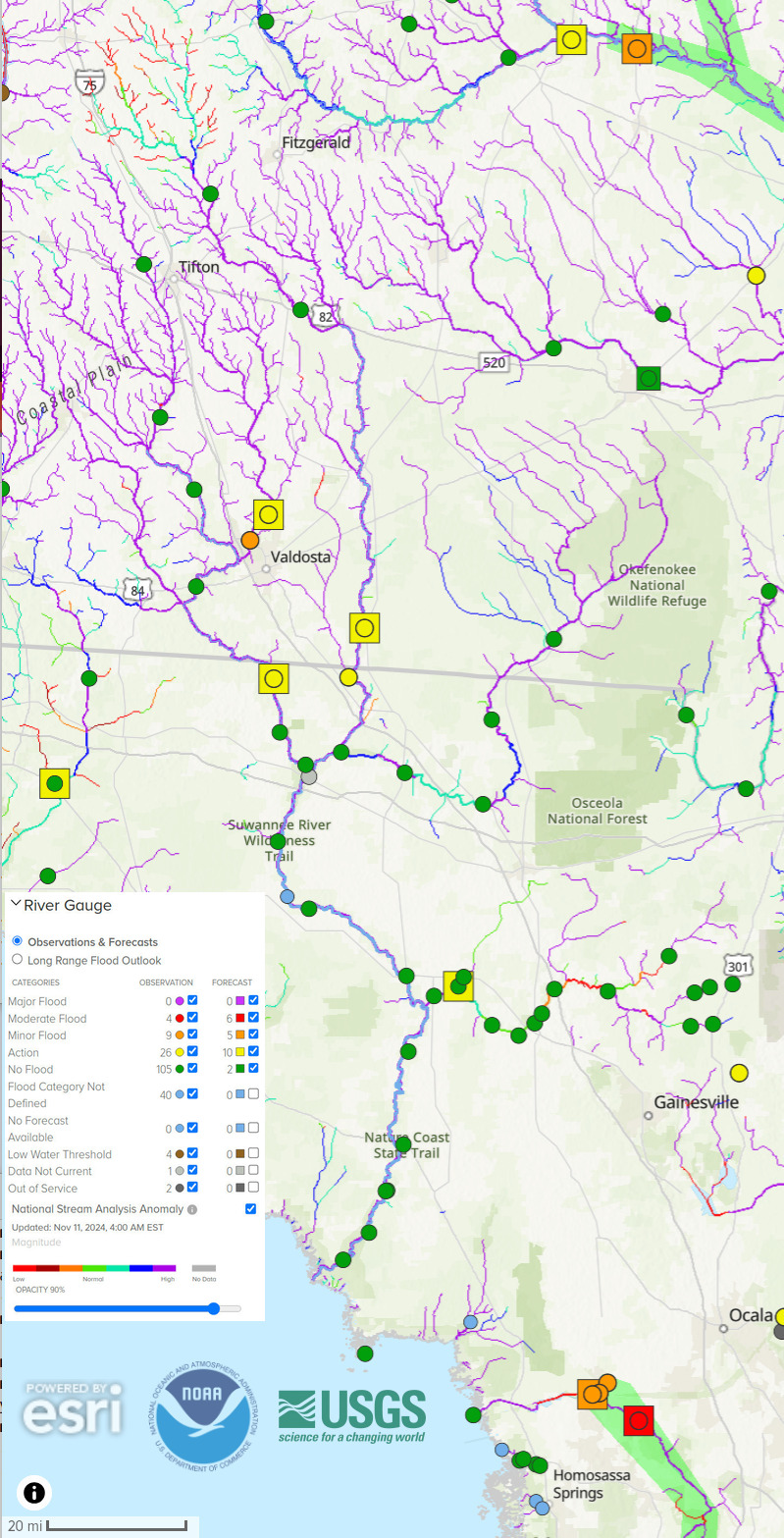 Map: NOAA River Gauges 2024-11-11