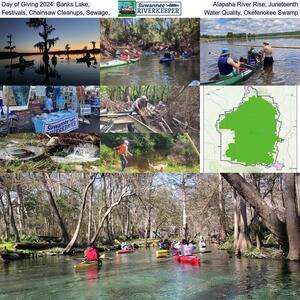 [Day of Giving 2024: Banks Lake, Alapaha River Rise, Juneteenth, Festivals, Chainsaw Cleanups, Sewage, Water Quality, Okefenokee Swamp]