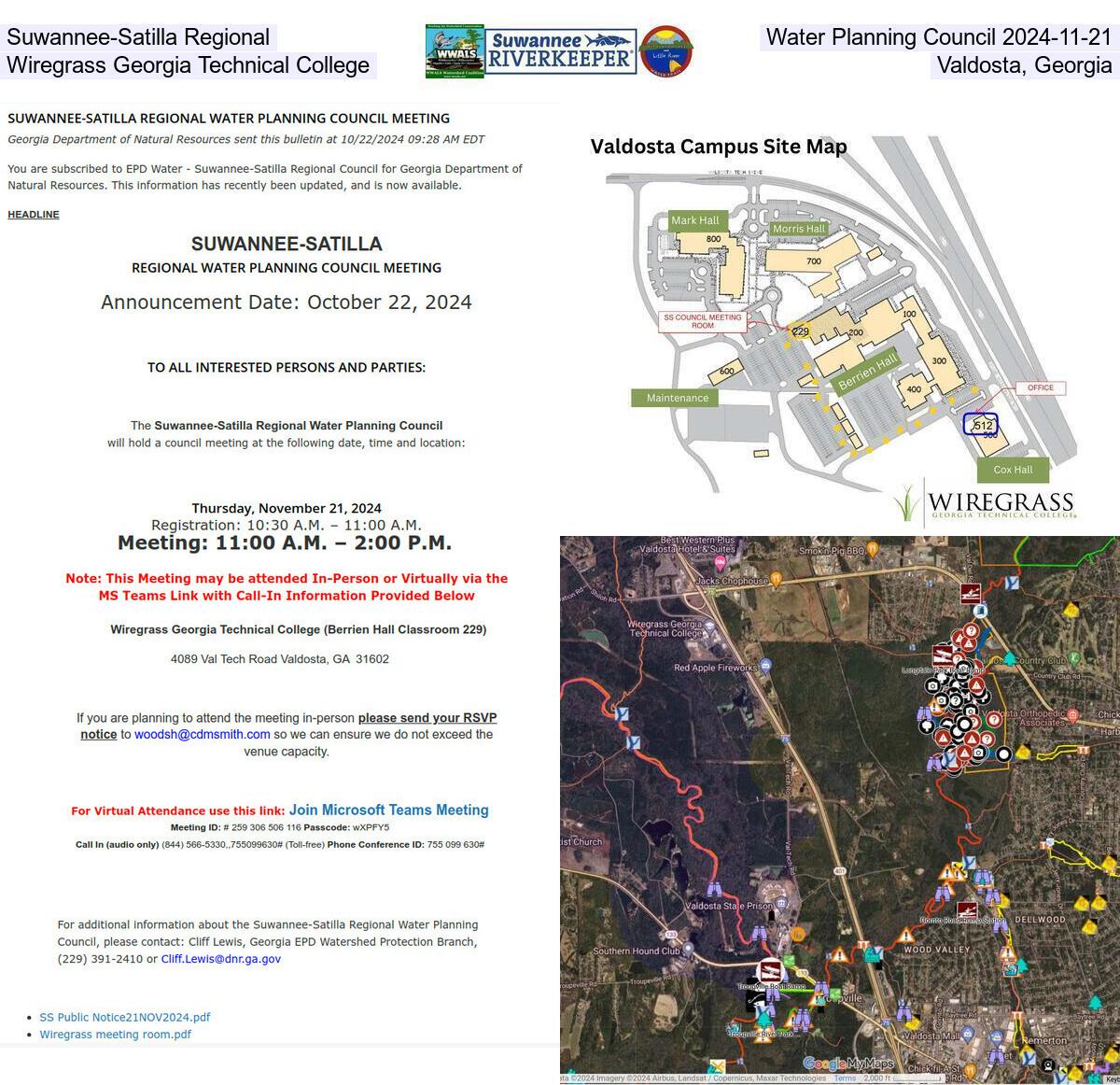 Suwannee-Satilla Regional Water Planning Council 2024-11-21 at Wiregrass Georgia Technical College, Valdosta, Georgia