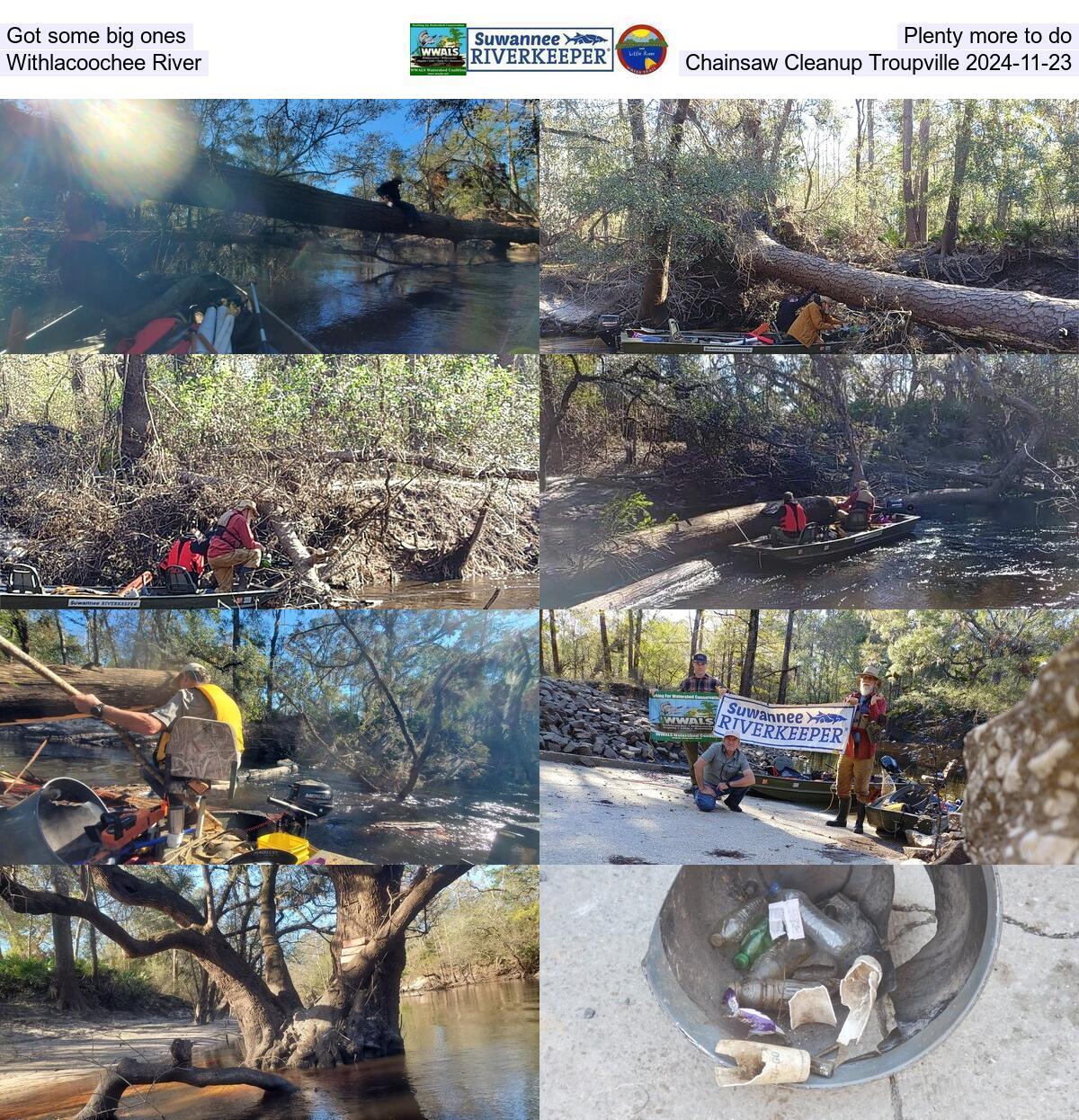 [Got some big ones. Plenty more to do. Withlacoochee River Chainsaw Cleanup from Troupville 2024-11-23]