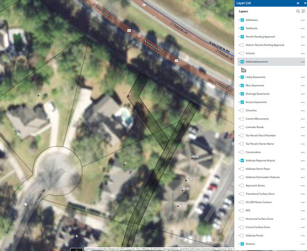 [Map: Valdosta easement through 7 Post Pointe Circle --VALORGIS]