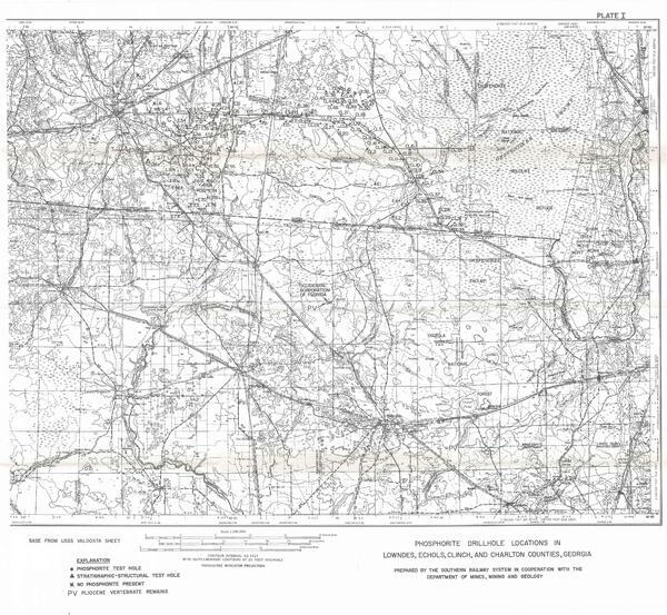 PHOSPHORITE DRILLHOLE LOCATIONS IN LOWNDES, ECHOLS, CLINCH, AND CHARLTON COUNTIES, GEORGIA