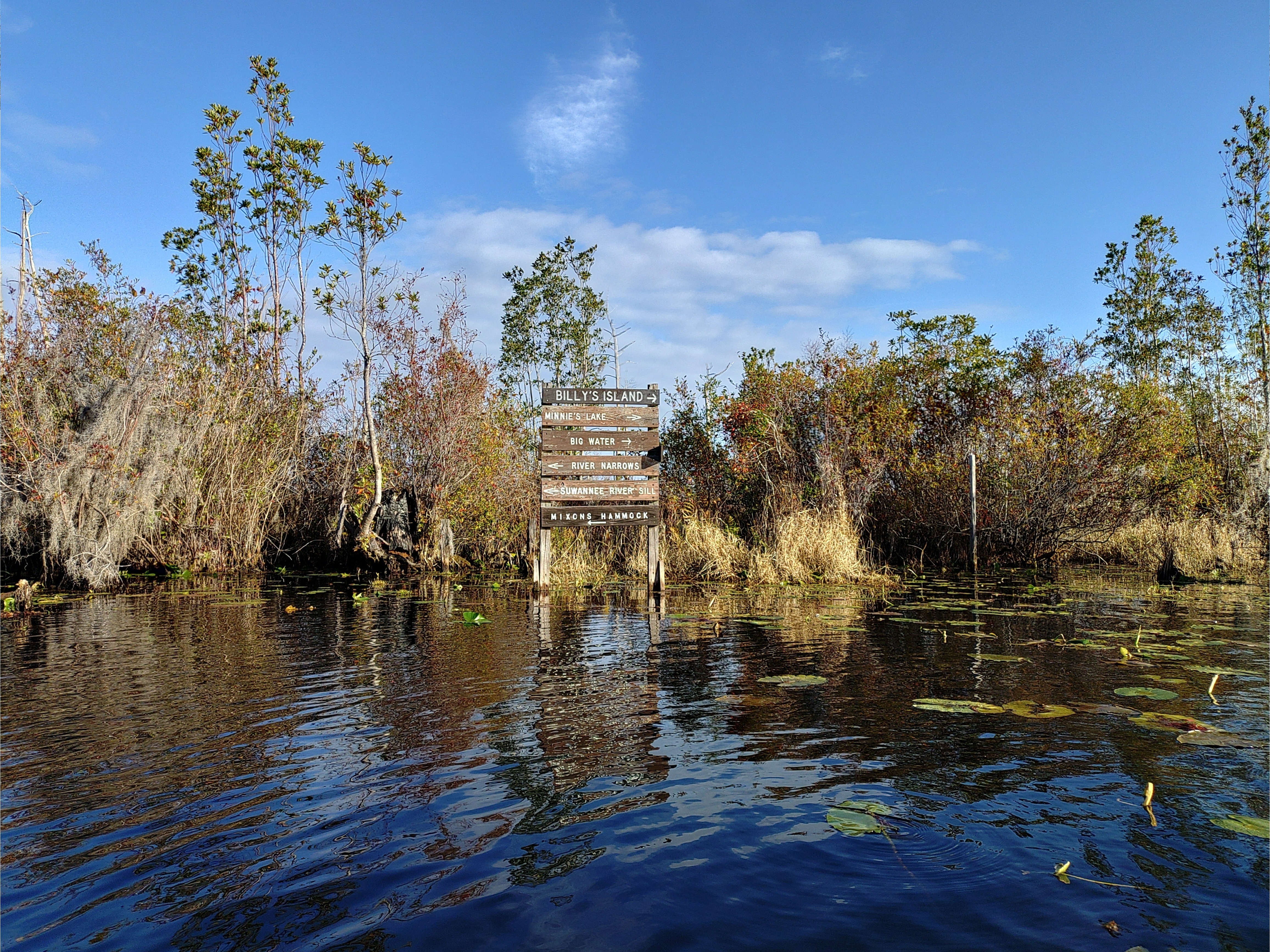 Sign on the Suwannee River, 09:15:29 --Phil Royce