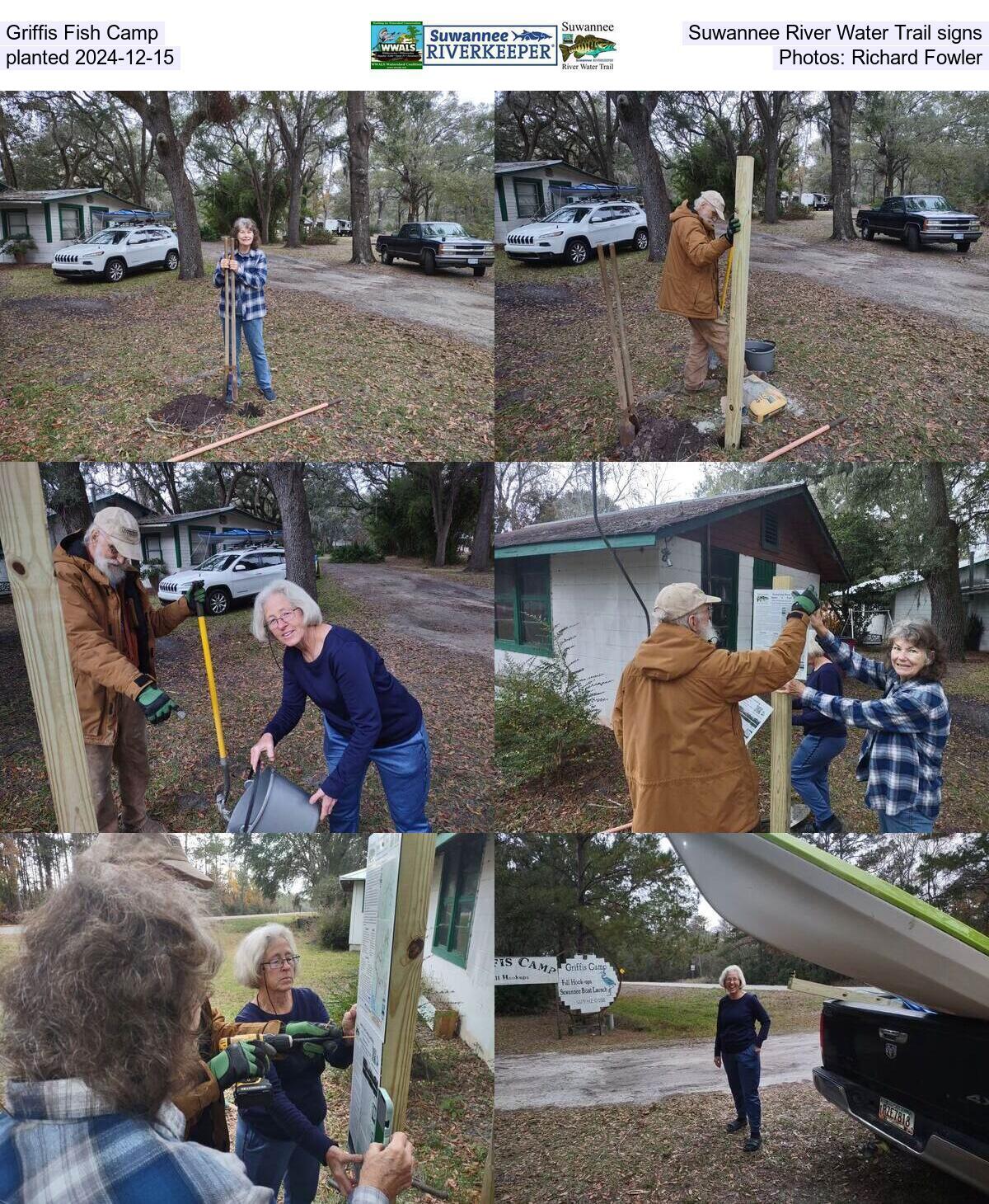 Griffis Fish Camp, Suwannee River Water Trail signs, planted 2024-12-15, Photos: Richard Fowler