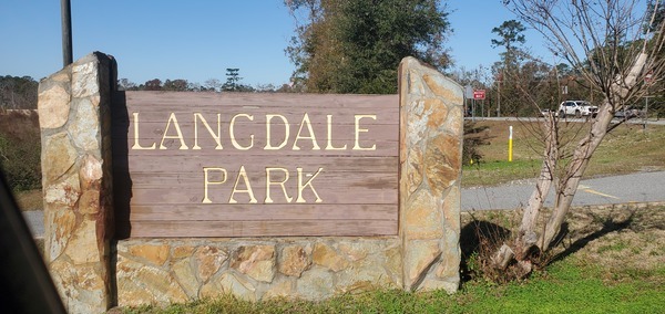 Langdale Park sign, 2024-12-19, 12:25:08, 30.8872390, -83.3148997