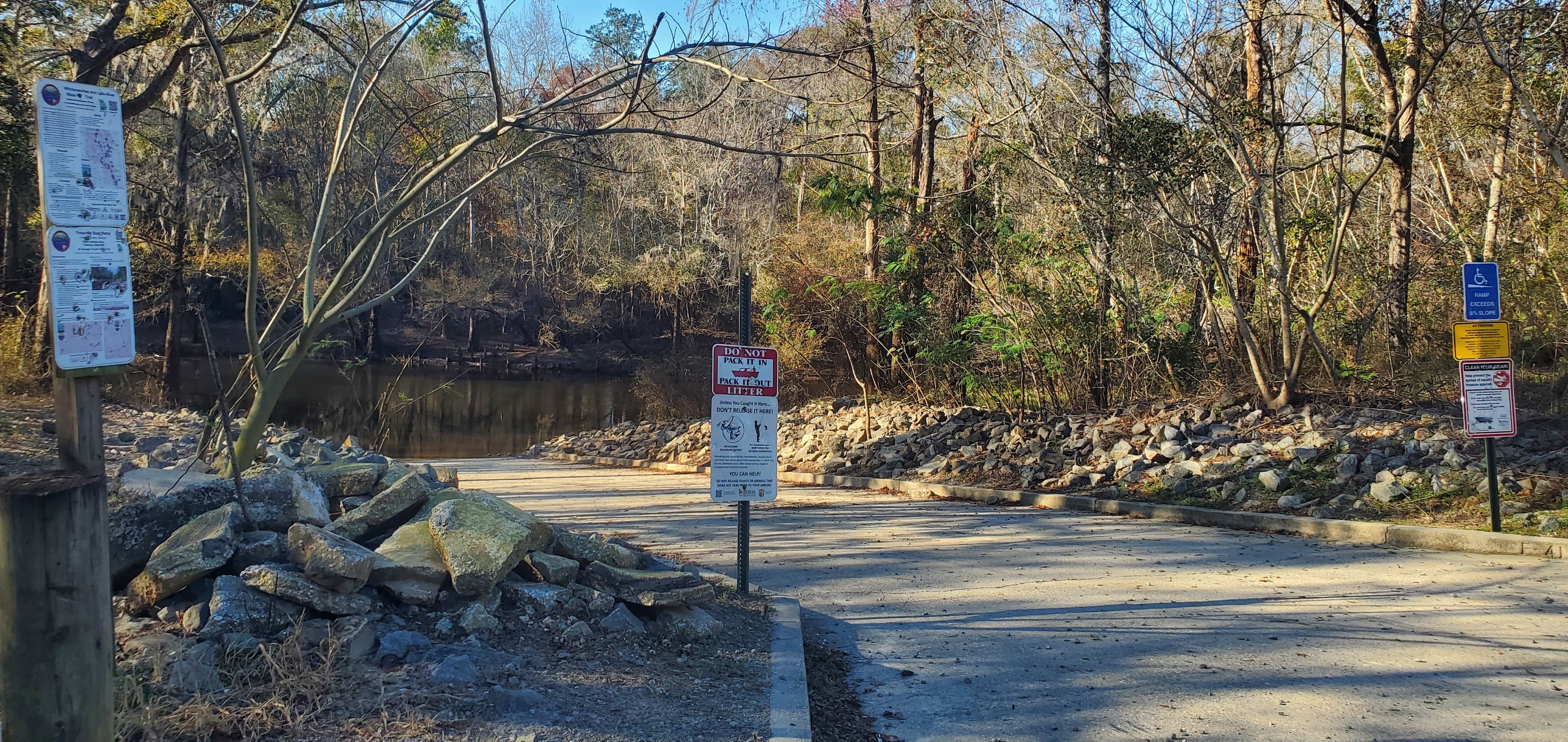 WWALS Water Trail signs, Troupville Boat Ramp, Little River, 15:09:36, 30.8514020, -83.3473153