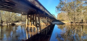 [Under Norfolk Southern Railroad Trestle, Withlacoochee River below Sugar Creek, 13:59:48, 30.8631749, -83.3217410]