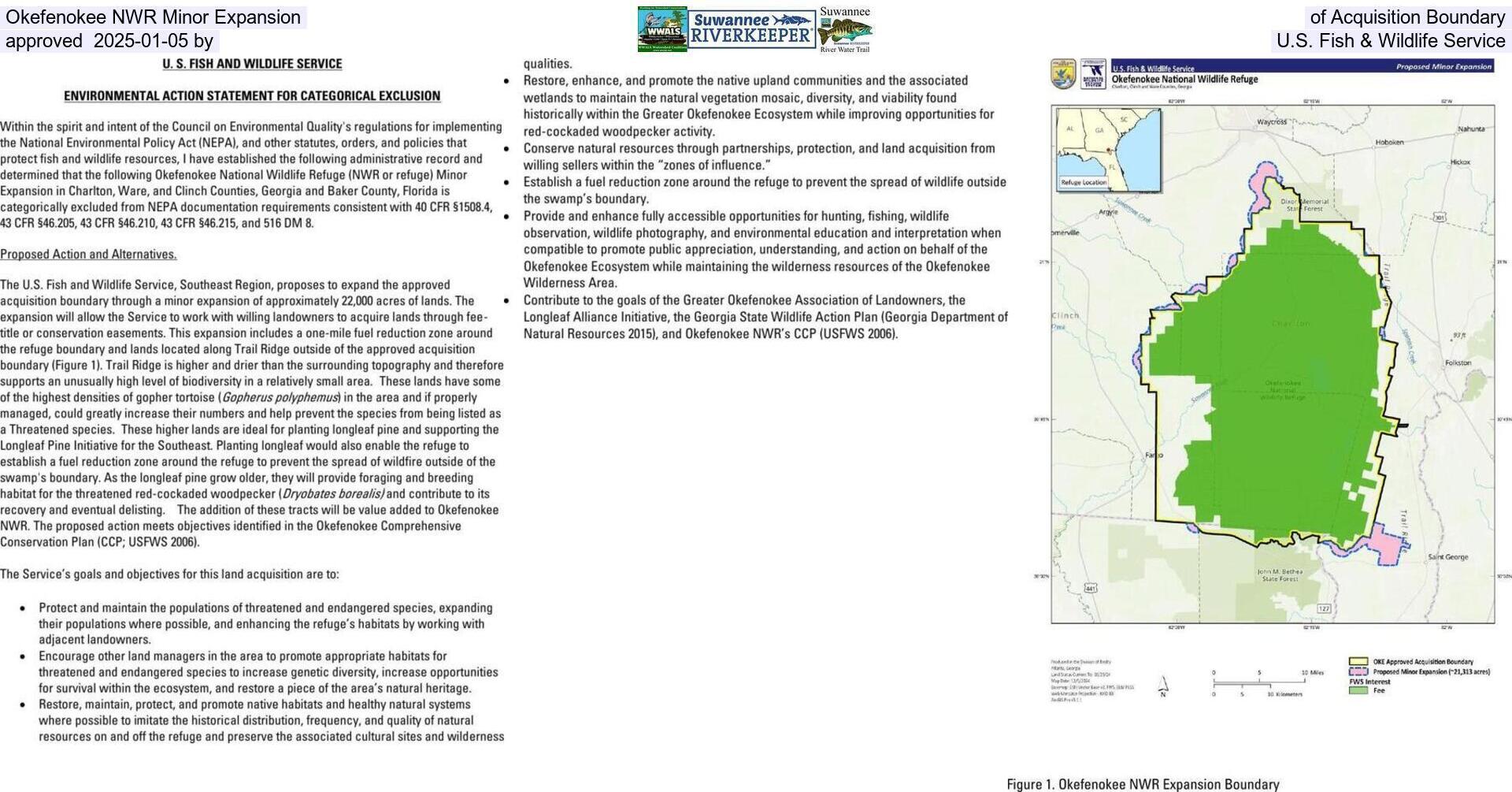 Okefenokee NWR Minor Expansion of Acquisition Boundary approved 2025-01-05 by U.S. Fish & Wildlife Service